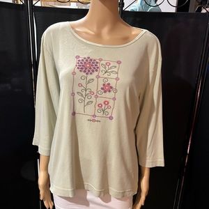 Morning Sun X-Large, embroidered 3/4 length sleeve shirt.